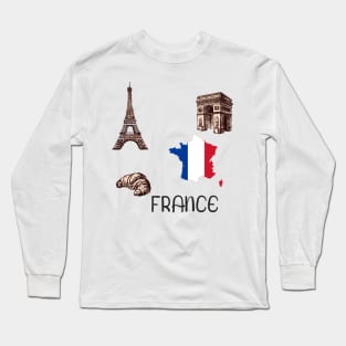 France Map Flag Long Sleeve T-Shirt